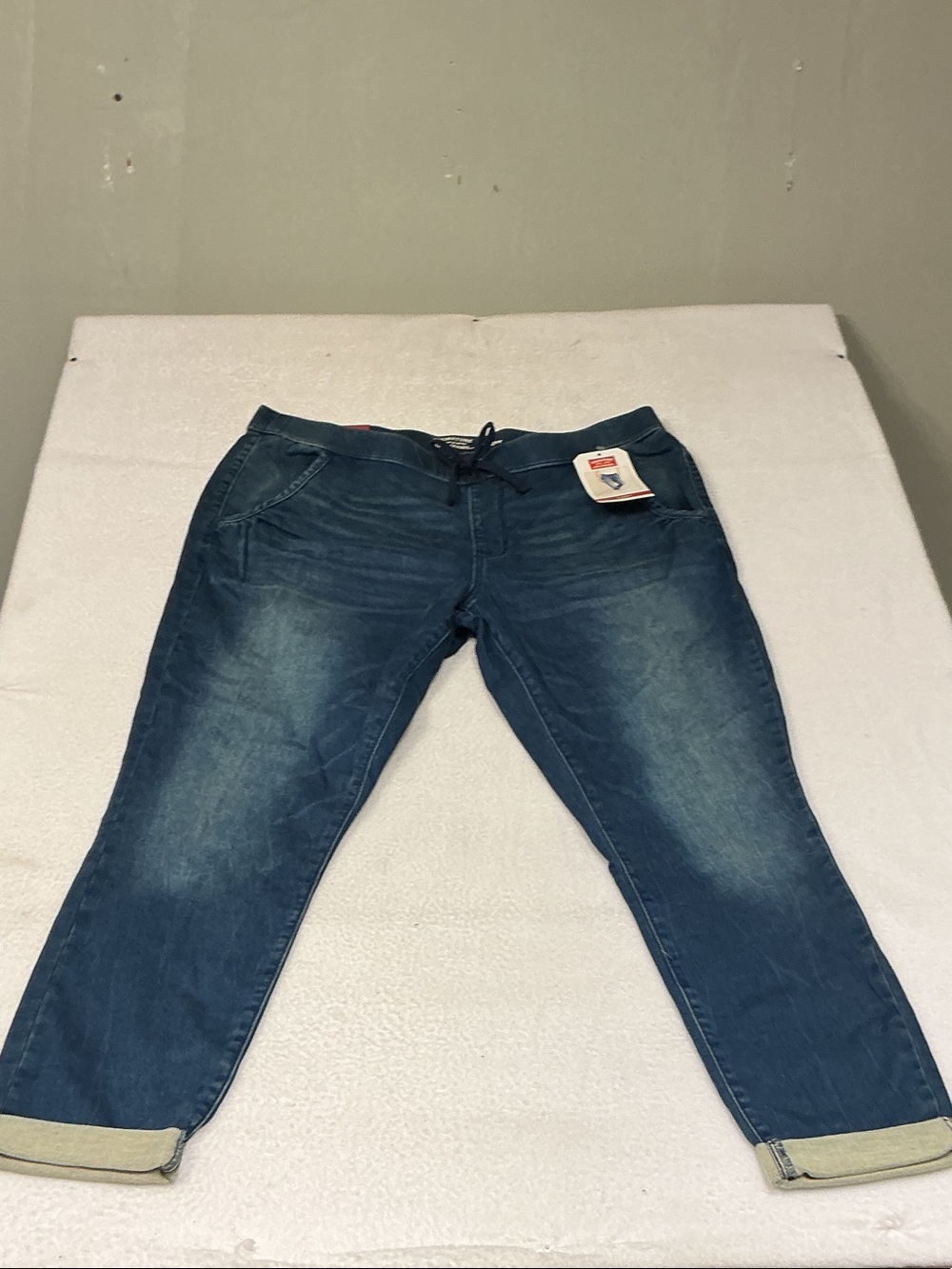 Signature by Levi Strauss Women's Blue Washed Drawstring Joggers Sz 14, 3176